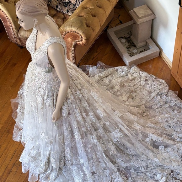 YSA Makino Size 10 lace Floral one of a kind ball gown. - Picture 3 of 16